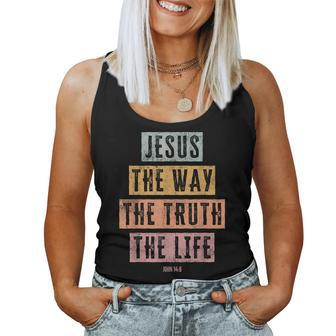 Christian T Women Men Kids Jesus The Way Truth Life Women Tank Top Basic Casual Daily Weekend Graphic - Seseable