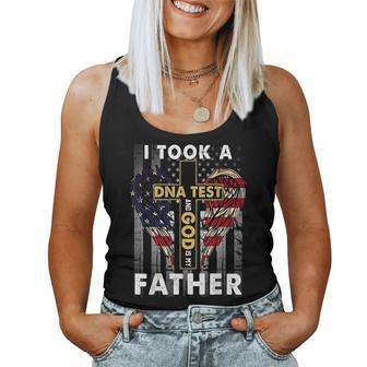 Christian I Took Dna Test And God Is My Father Usa Flag Dad Women Tank Top | Mazezy