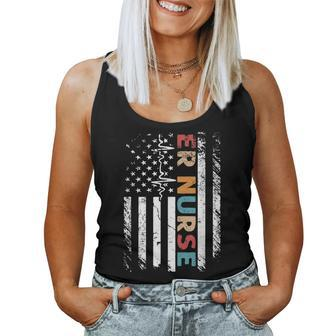Classic Distressed Flag Gift For Emergency Room - Er Nurses Women Tank Top Basic Casual Daily Weekend Graphic - Seseable