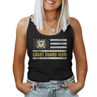 Coast Guard Mom With American Flag Gift For Veteran Day Women Tank Top Basic Casual Daily Weekend Graphic - Seseable