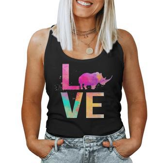 Colorful Rhino Mom Gifts Rhino Women Tank Top Basic Casual Daily Weekend Graphic - Seseable
