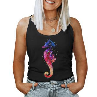 Colorful Sea Horse Lover Dad Mom Funny Kidding Women Tank Top Basic Casual Daily Weekend Graphic - Seseable