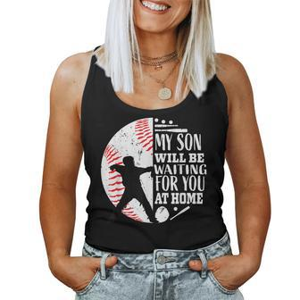 Cool Cute Baseball Catcher Mom Dad Son Parents Quote Graphic Women Tank Top Basic Casual Daily Weekend Graphic - Seseable
