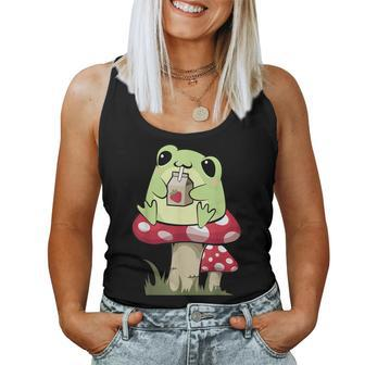 Cottagecore Aesthetic Mushroom Frog Goblincore Mycology Women Tank Top Basic Casual Daily Weekend Graphic - Seseable