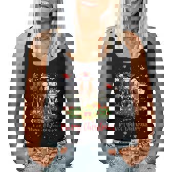 Cow Christmas Lights Tree Sweater Stocking Ornaments Xmas Women Tank Top | Mazezy