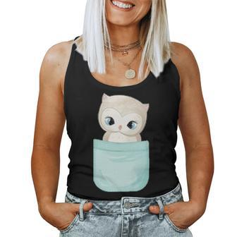 Cute Baby Owl In Your Pocket Peeking Pet Animal Owls Lover Women Tank Top Basic Casual Daily Weekend Graphic - Seseable