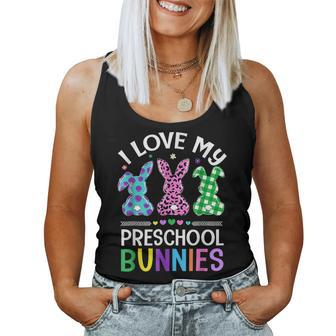 Cute Bunny Teacher Student I Love My Preschool Bunnies Women Tank Top | Mazezy