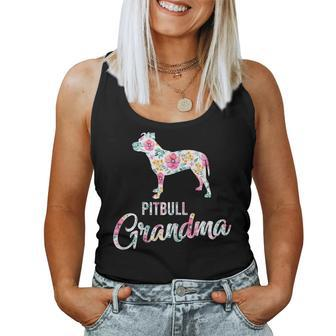 Cute Dog Pitbull Pittie Grandma Flower Women Tank Top | Mazezy