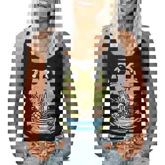 Cute Frog Ramen Bowl Japanese Noodle Kawaii Kids Anime Women Tank Top | Mazezy