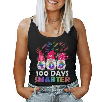 Cute Gnome Tie Dye 100 Days Smarter Teacher Kids Matching Women Tank Top Basic Casual Daily Weekend Graphic - Seseable