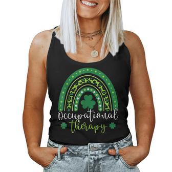 Cute Occupational Therapy Ot St Patricks Day Leopard Rainbow Women Tank Top Basic Casual Daily Weekend Graphic - Seseable