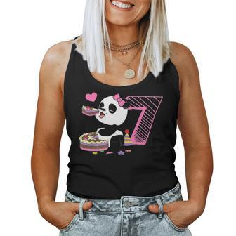 Cute Panda 7 Years Old Girls Birthday Party Women Tank Top Basic Casual Daily Weekend Graphic - Seseable