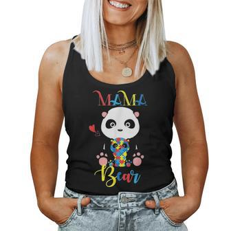 Cute Panda Bear Lovers Mama Bear Autism Mother Puzzle Baby Women Tank Top Basic Casual Daily Weekend Graphic - Seseable
