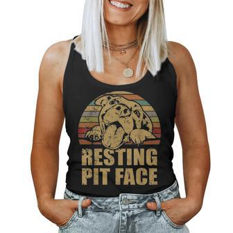Cute Pitbull Pittie Mom Dad Resting Pit Face Funny Women Tank Top Basic Casual Daily Weekend Graphic - Seseable