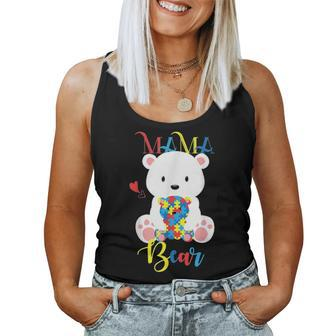Cute Polar Bear Lovers Mama Bear Autism Mother Puzzle Baby Women Tank Top Basic Casual Daily Weekend Graphic - Seseable
