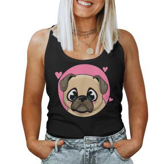 Cute Pug Gift Puppy Dog Lover Ladies Pugs Mom Girls Kids 5105 Women Tank Top Basic Casual Daily Weekend Graphic - Seseable