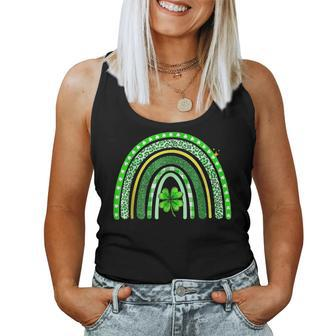 Cute Rainbow Leopard Print Shamrock Lucky St Patricks Day V2 Women Tank Top Basic Casual Daily Weekend Graphic - Seseable