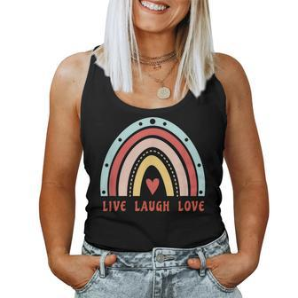 Cute Rainbow Live Laugh Love Inspirational Quote Happiness Women Tank Top | Mazezy