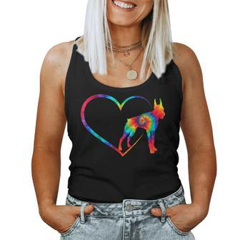 Cute Tiedye Heart Love Doberman Dog Mom Clothes Hippy Dobie Women Tank Top | Mazezy
