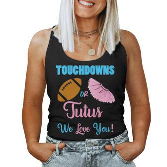 Cute Touchdowns Or Tutus Gender Reveal For Mom And Dad Women Tank Top Basic Casual Daily Weekend Graphic - Seseable