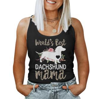 Dachshund Mom Doxie Dog Owner Mothers Day Pet Mama Leopard Women Tank Top Basic Casual Daily Weekend Graphic - Seseable