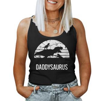 Daddy Dinosaur Daddysaurus 2 Two Kids Christmas For Dad Women Tank Top | Mazezy