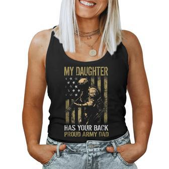 My Daughter Has Your Back Proud Army Dad Us Flag Women Tank Top | Mazezy