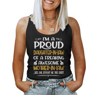 Daughter In Law Of A Freaking Awesome Mother In Law Gift Women Tank Top Basic Casual Daily Weekend Graphic - Seseable