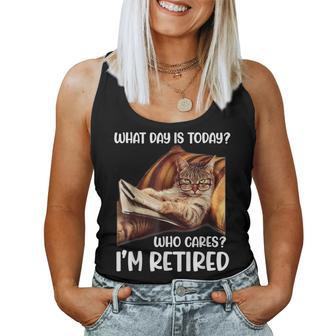 What Day Is Today Who Cares Im Retired Cat Lover Women Tank Top | Mazezy