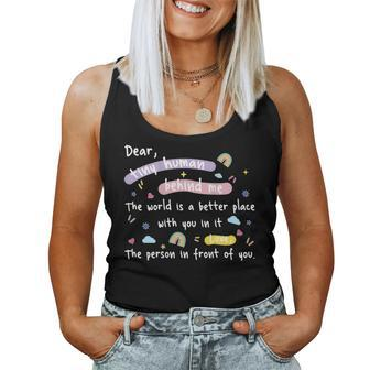 Dear Tiny Humans Behind Me Teacher Appreciation -On Back Women Tank Top Basic Casual Daily Weekend Graphic - Thegiftio UK