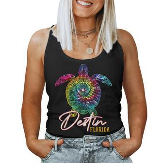 Destin Tie Dye Sea Turtle Florida Matching Family Vacation Women Tank Top Basic Casual Daily Weekend Graphic - Seseable