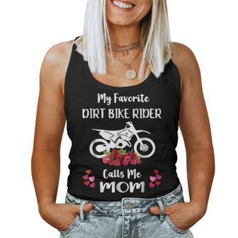 Dirt Bike Mother Motocross Mom Gift With Flowers Women Tank Top Basic Casual Daily Weekend Graphic - Seseable