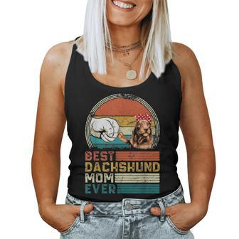 Distressed Best Dachshund Mom Ever Mothers Day Gift Women Tank Top Basic Casual Daily Weekend Graphic - Seseable