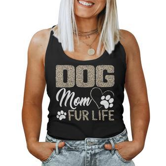 Dog Mom Fur Life Mothers Day Pet Owner Gift Leopard Print Women Tank Top Basic Casual Daily Weekend Graphic - Seseable