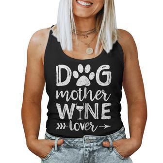 Womens Dog Mother Wine Lover Shirt Dog Mom Wine Women Tank Top | Mazezy