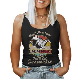 Dont Mess With Mamasaurus Mom Dinosaur T Shirt Women Tank Top | Mazezy