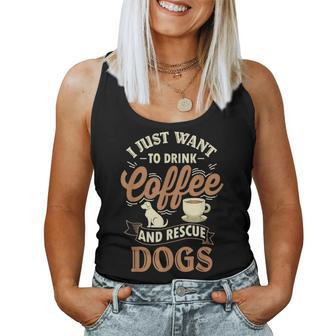 Drink Coffee & Rescue Dogs Adoption Rescue Mom Dad Women Tank Top Basic Casual Daily Weekend Graphic - Seseable