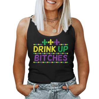 Drink Up Bitch Drinking Team Fun Mardi Gras Carnival Beer V2 Women Tank Top Basic Casual Daily Weekend Graphic - Seseable