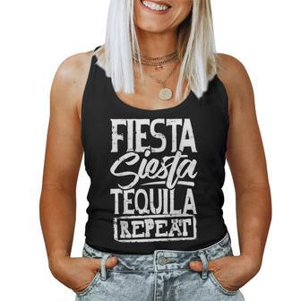 Drinking Fiesta Siesta Tequila Repeat Squad Crew Women Tank Top | Mazezy