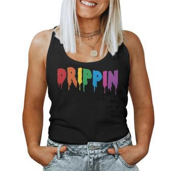 Drippin Colorful Rainbow Hip Hop Lovers Dripping Sauce Women Tank Top Basic Casual Daily Weekend Graphic - Seseable
