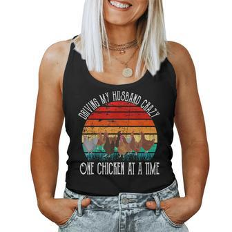 Womens Driving My Husband Crazy One Chicken At A Time Women Tank Top | Mazezy
