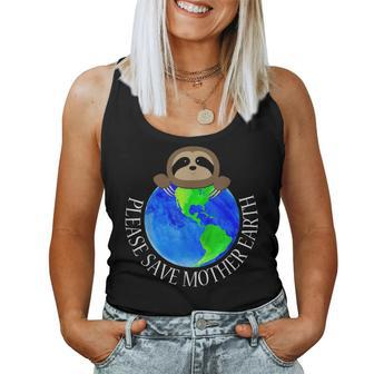 Earth Day 2021 Please Save Mother Earth Sloth Lovers Fun Women Tank Top Basic Casual Daily Weekend Graphic