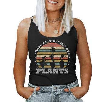 Easily Distracted By Plants Retro Vintage Plants Lover Women Tank Top Basic Casual Daily Weekend Graphic - Seseable