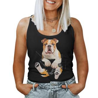English British Bulldog Pocket Funny Mom Dad Kid Lover Gifts Women Tank Top Basic Casual Daily Weekend Graphic - Seseable
