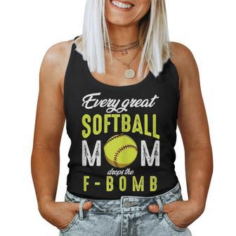 Every Great Softball Mom Drops The F Bomb Funny Baseball Women Tank Top Basic Casual Daily Weekend Graphic - Seseable