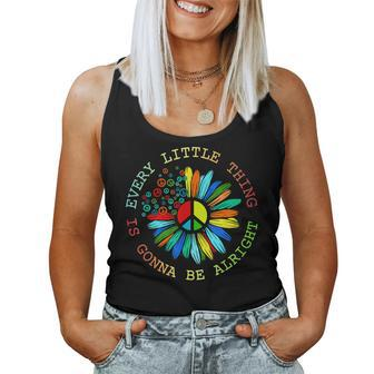 Every Little Thing Is Gonna Be Alright Hippie Flower Women Tank Top Basic Casual Daily Weekend Graphic - Seseable