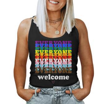 Everyone Is Welcome Here Pride Month Lgbtq Rainbow Gay Pride Women Tank Top Basic Casual Daily Weekend Graphic - Seseable