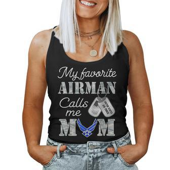 Womens My Favorite Airman Calls Me Mom Air Force Mom Women Tank Top | Mazezy
