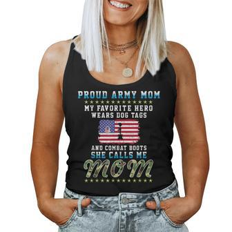 My Favorite Hero Wears Dog Tags &Combat Bootsproud Army Mom Women Tank Top | Mazezy