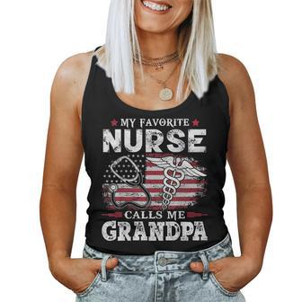 My Favorite Nurse Calls Me Grandpa Usa Flag Father Women Tank Top | Mazezy